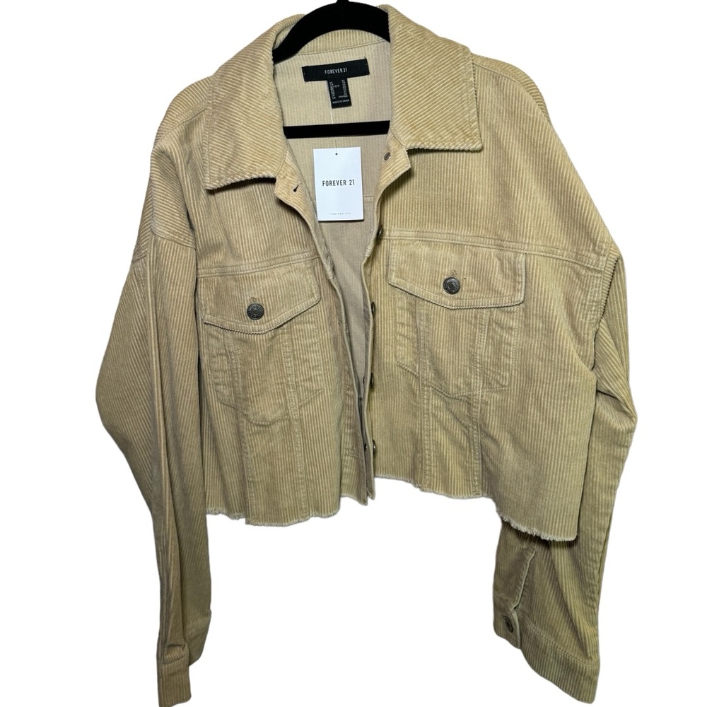 Beige Corduroy Cropped Jacket